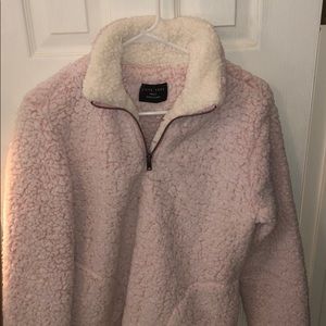 Pink fluffy quarter zip jacket